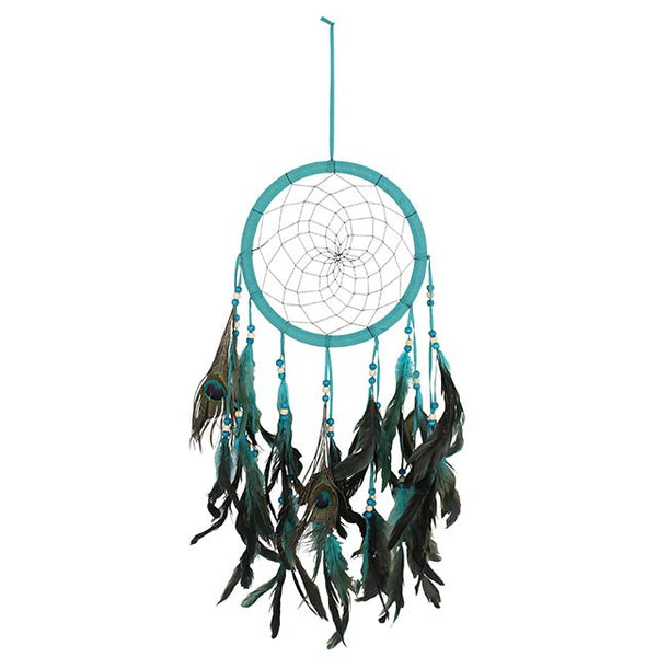 Turquoise Peacock Feather Dreamcatcher Spirit Of The Moon