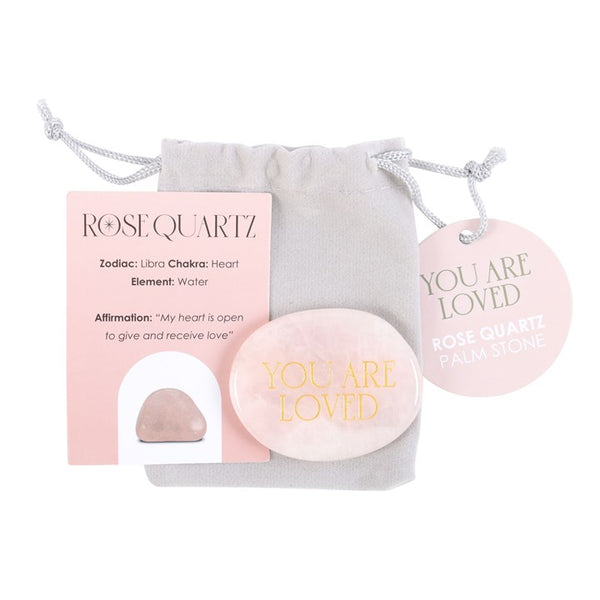 You Are Loved Rose Quartz Crystal Palm Stone Spirit Of The Moon