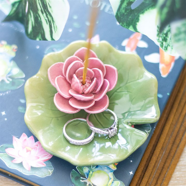 Lily Pad Trinket Dish and Incense Stick Holder Spirit Of The Moon
